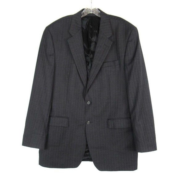 LAUREN RALPH LAUREN Gray Pinstripe Wool Blazer Suit Jacket Mens Size 42L - Picture 1 of 12